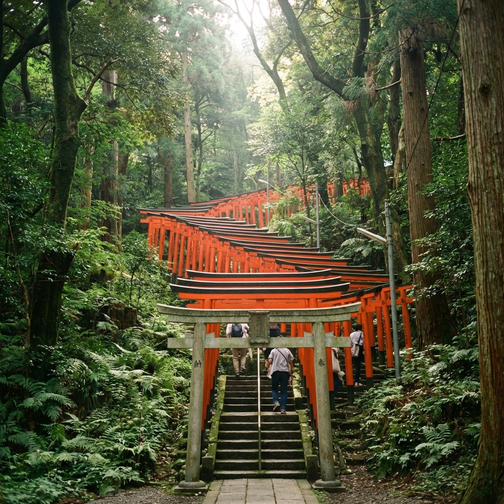 Escalier de portes torii du sanctuaire Hie